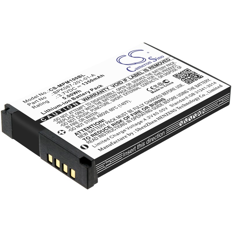 Batterie pour VeriFone VX600 Bluetooth (1350 mAh/5 Wh, 3.7 V)