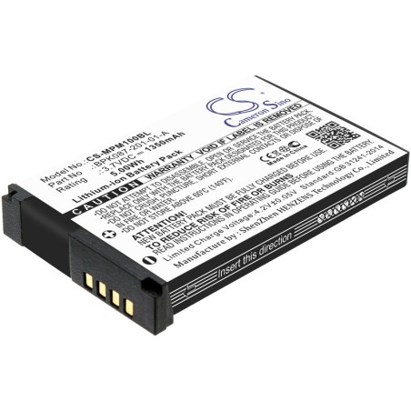 Batterie pour VeriFone VX600 Bluetooth (1350 mAh/5 Wh, 3.7 V)