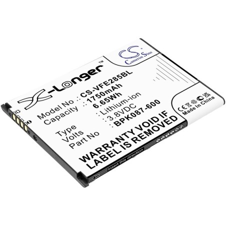 Batterie pour VeriFone E285 (1750 mAh/6.65 Wh, 3.8 V)