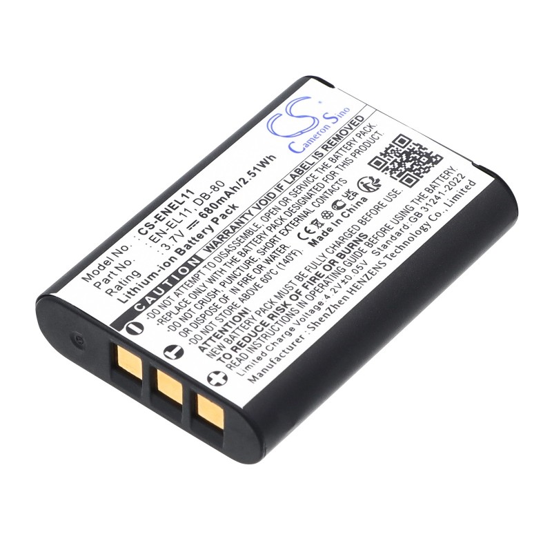 Batterie pour Pentax Optio W60 (680 mAh/2.52 Wh, 3.7 V)