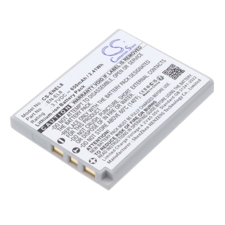Batterie pour NiKon Coolpix S2 (650 mAh/2.41 Wh, 3.7 V)