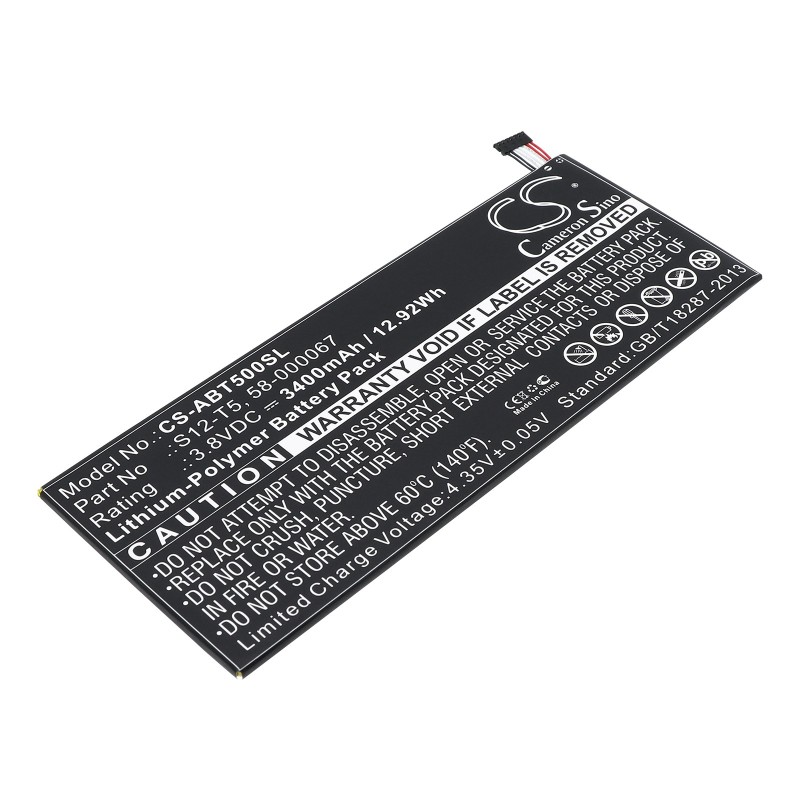 Batterie pour Amazon S12-T5 (3400 mAh/12.92 Wh, 3.8 V)