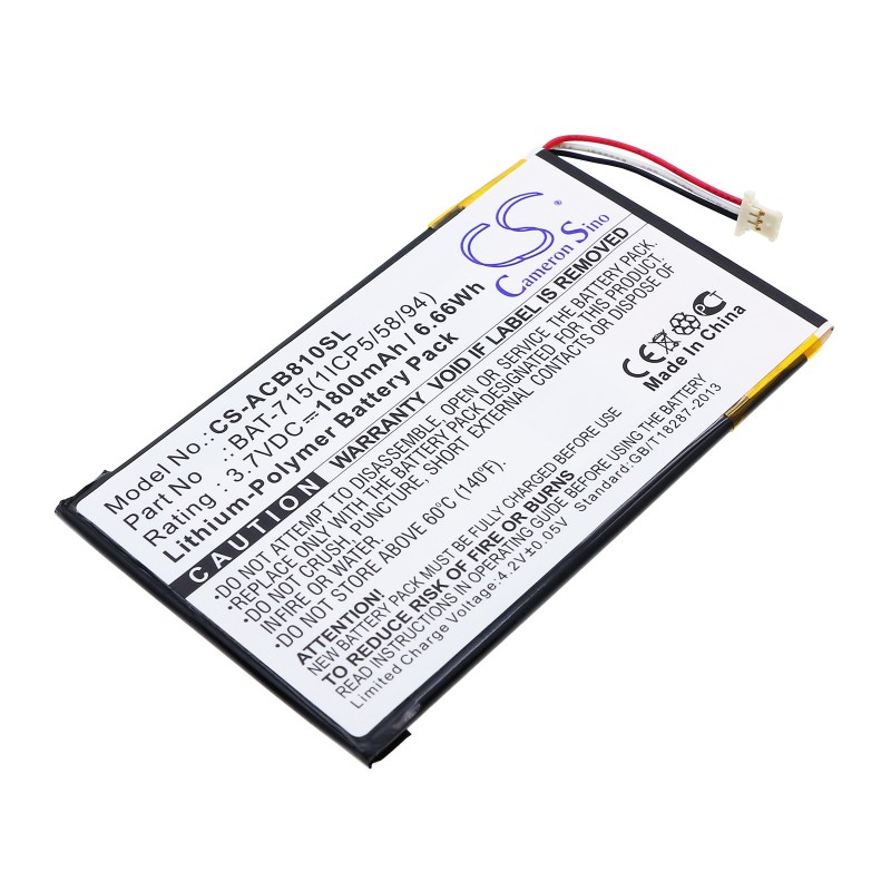 Batterie pour Acer Tab B1 (1800 mAh/6.66 Wh, 3.7 V)