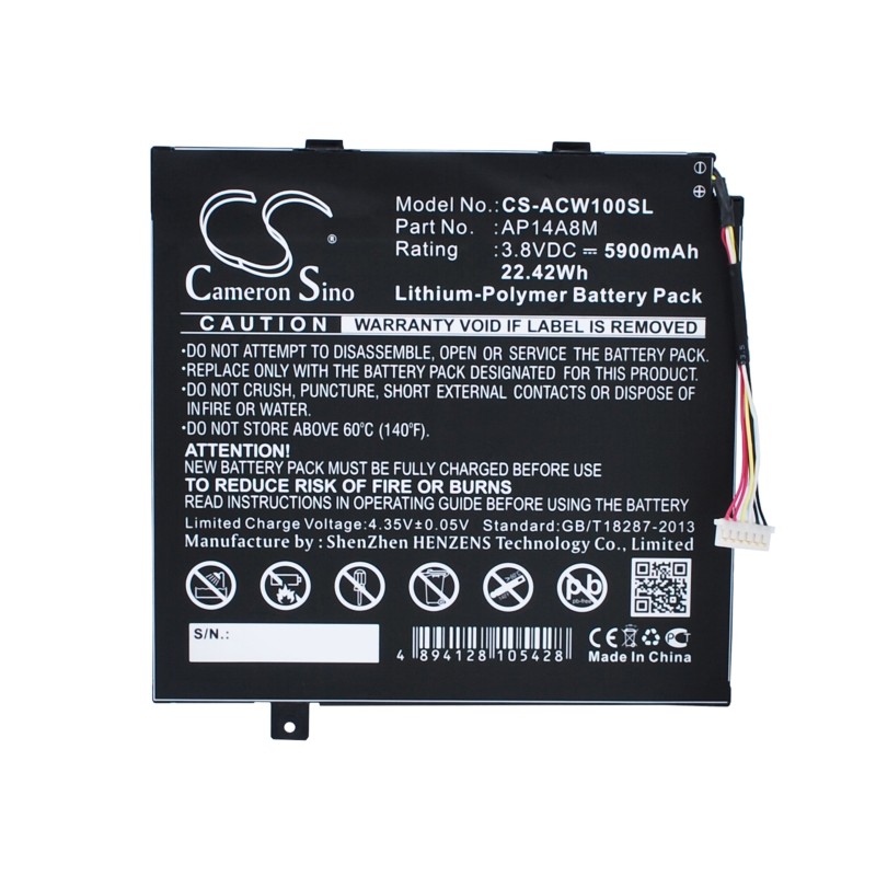Batterie pour Acer Switch 10E (5900 mAh/22.42 Wh, 3.8 V)