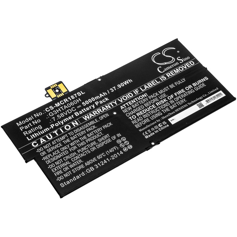 Batterie pour Microsoft G3HTA060H (5000 mAh/37.9 Wh, 7.58 V)