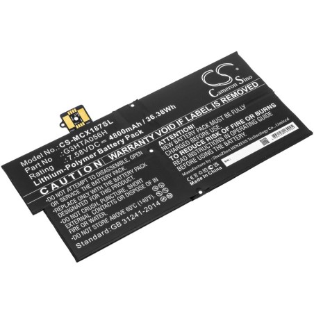 Batterie pour Microsoft Surface Pro X 1876 (4800 mAh/36.38 Wh, 7.58 V)