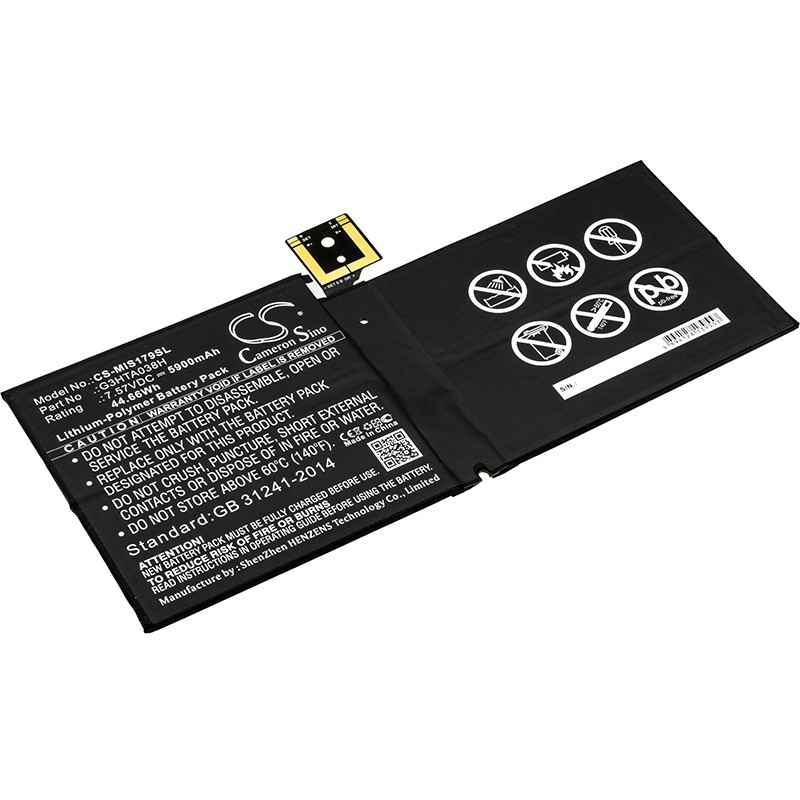 Batterie pour Microsoft Surface Pro 5 (5900 mAh/44.66 Wh, 7.57 V)