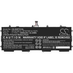 Batterie pour Samsung SP3676B1A(1S2P) (6000 mAh/22.2 Wh, 3.7 V)
