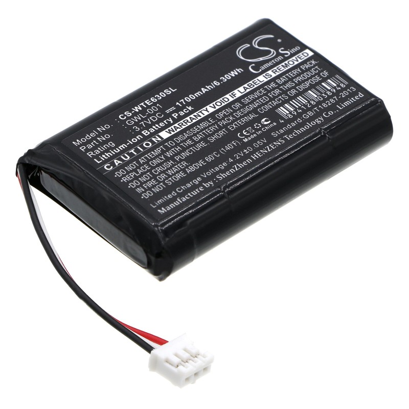 Batterie pour Wacom CTE-630BT Graphire (1700 mAh/6.29 Wh, 3.7 V)