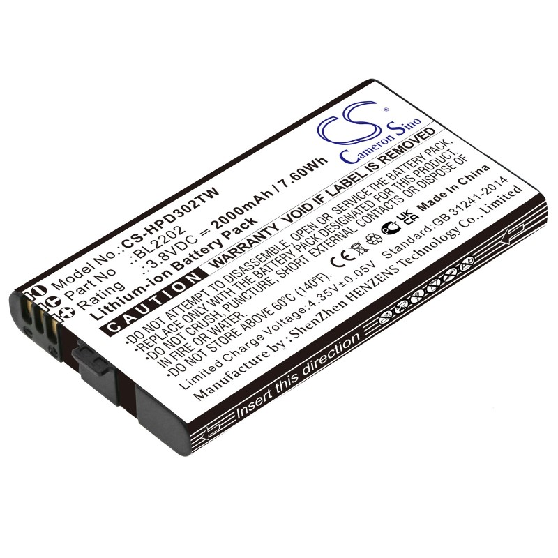 Batterie pour Hytera BL2202 (2000 mAh/7.6 Wh, 3.8 V)