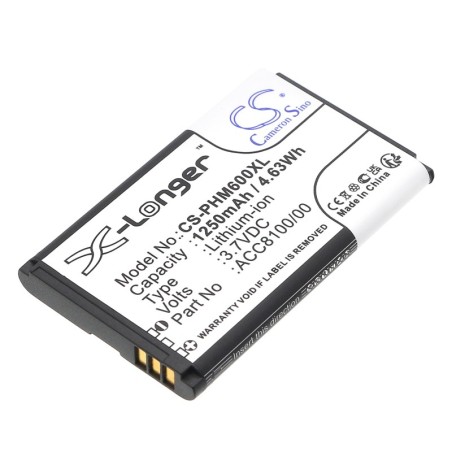 Batterie pour Philips DPM6000 (1250 mAh/4.63 Wh, 3.7 V)