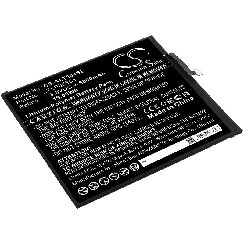 Batterie pour Alcatel 9048S (5000 mAh/19 Wh, 3.8 V)