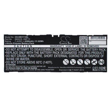 Batterie pour Dell 9MGCD (4300 mAh/31.82 Wh, 7.4 V)