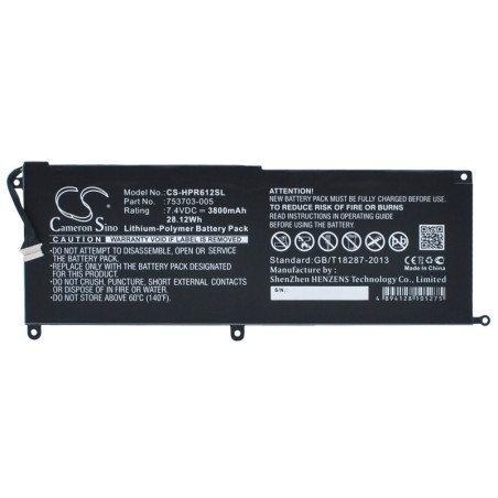 Batterie pour HP Pro x2 612 G1 (3800 mAh/28.12 Wh, 7.4 V)