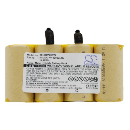 Batterie pour Black&Decker DV9605 (3000 mAh/28.8 Wh, 9.6 V)