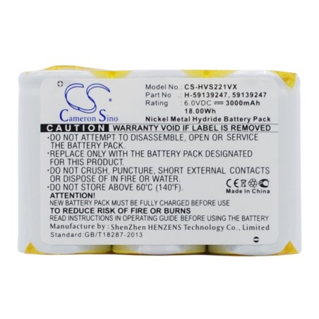 Batterie pour Hoover S2211-100 (3000 mAh/18 Wh, 6 V)