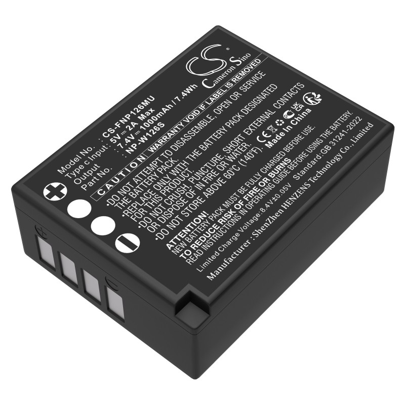 Batterie pour Fujifilm X-100F (1000 mAh/7.4 Wh, 7.4 V)