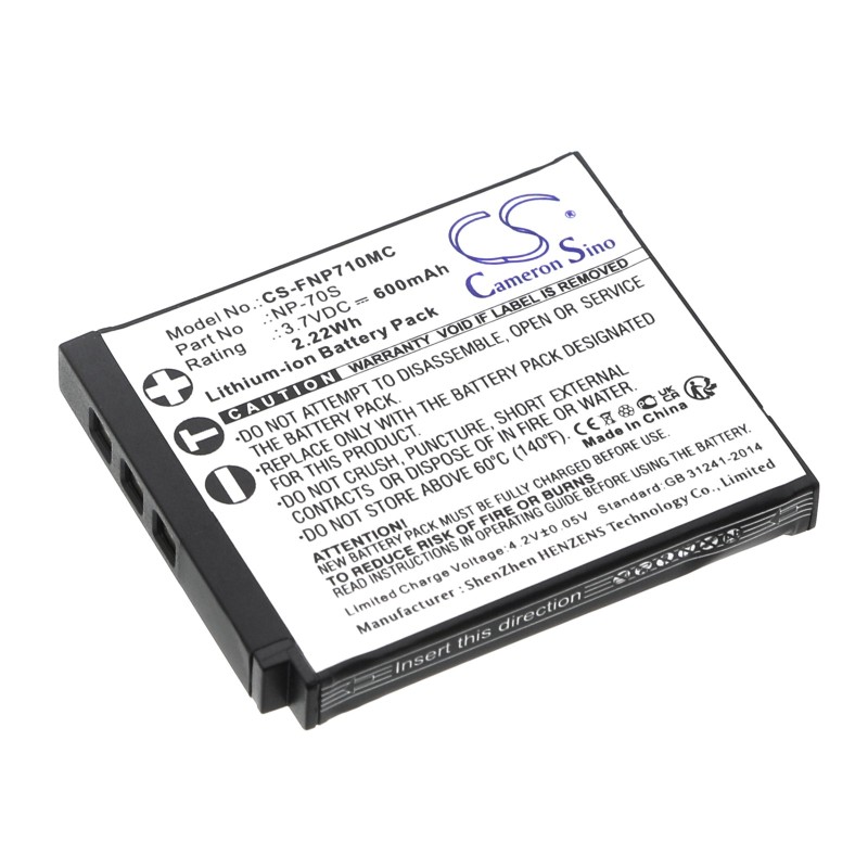 Batterie pour Fujifilm NP-70S (600 mAh/2.22 Wh, 3.7 V)