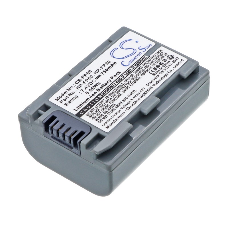 Batterie pour Sony DCR-DVD803E (750 mAh/5.55 Wh, 7.4 V)