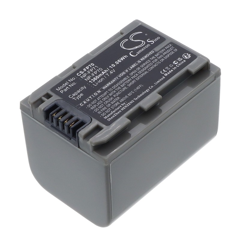 Batterie pour Sony DCR-DVD805E (1360 mAh/10.06 Wh, 7.4 V)