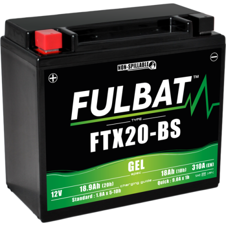 Batterie FTX20-BS GEL pour ARCTIC CAT 565cc BEARCAT 2000 (-2017)