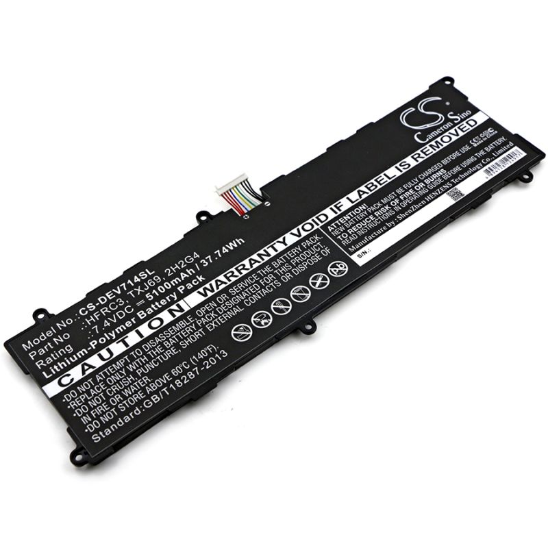 Batterie pour Dell 2H2G4 (5100 mAh/37.74 Wh, 7.4 V)