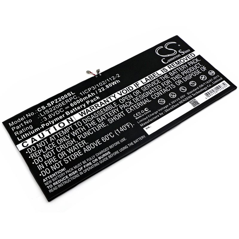 Batterie pour Sony SGP561 (6000 mAh/22.8 Wh, 3.8 V)