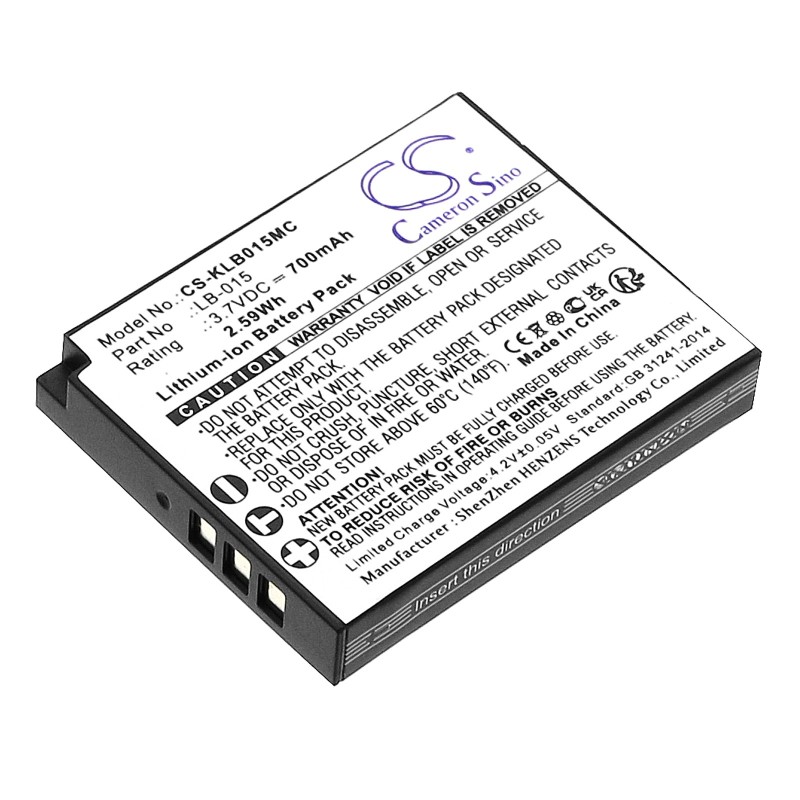 Batterie pour Kodak WPZ2 (700 mAh/2.59 Wh, 3.7 V)
