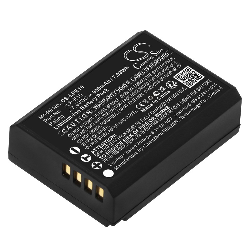 Batterie pour Canon EOS 1200D (950 mAh/7.03 Wh, 7.4 V)