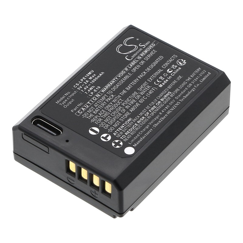 Batterie pour Canon EOS Rebel T6 (1000 mAh/7.4 Wh, 7.4 V)