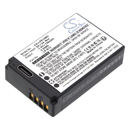 Batterie pour Canon EOS-M2 (750 mAh/5.55 Wh, 7.4 V)