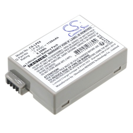 Batterie pour Canon EOS 600D (1120 mAh/8.29 Wh, 7.4 V)
