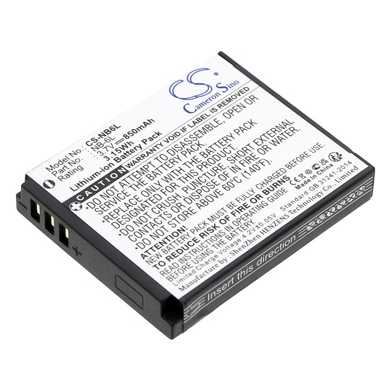 Batterie pour Canon NB-6LH (850 mAh/3.15 Wh, 3.7 V)