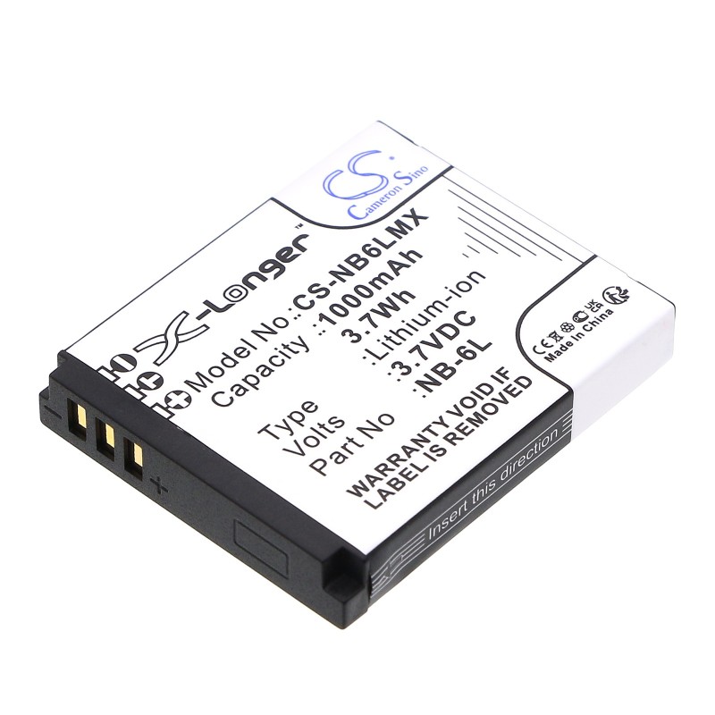Batterie pour Canon PowerShot S200 PC2007 (1000 mAh/3.7 Wh, 3.7 V)