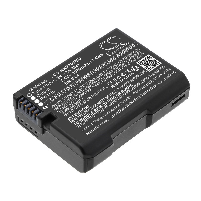 Batterie pour NiKon D2Hs (1000 mAh/7.4 Wh, 7.4 V)