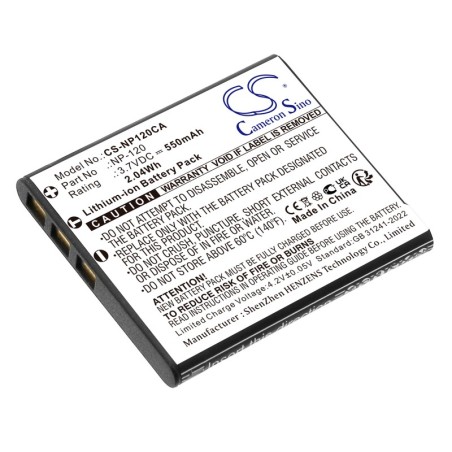Batterie pour Casio NP-120DBA (550 mAh/2.04 Wh, 3.7 V)