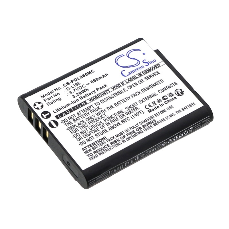 Batterie pour Pentax D-LI96 (890 mAh/3.29 Wh, 3.7 V)