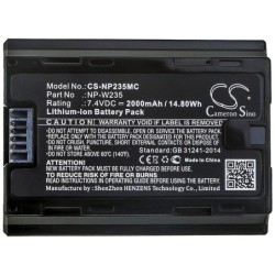 Batterie pour Fujifilm NP-W235 (2000 mAh/14.8 Wh, 7.4 V)