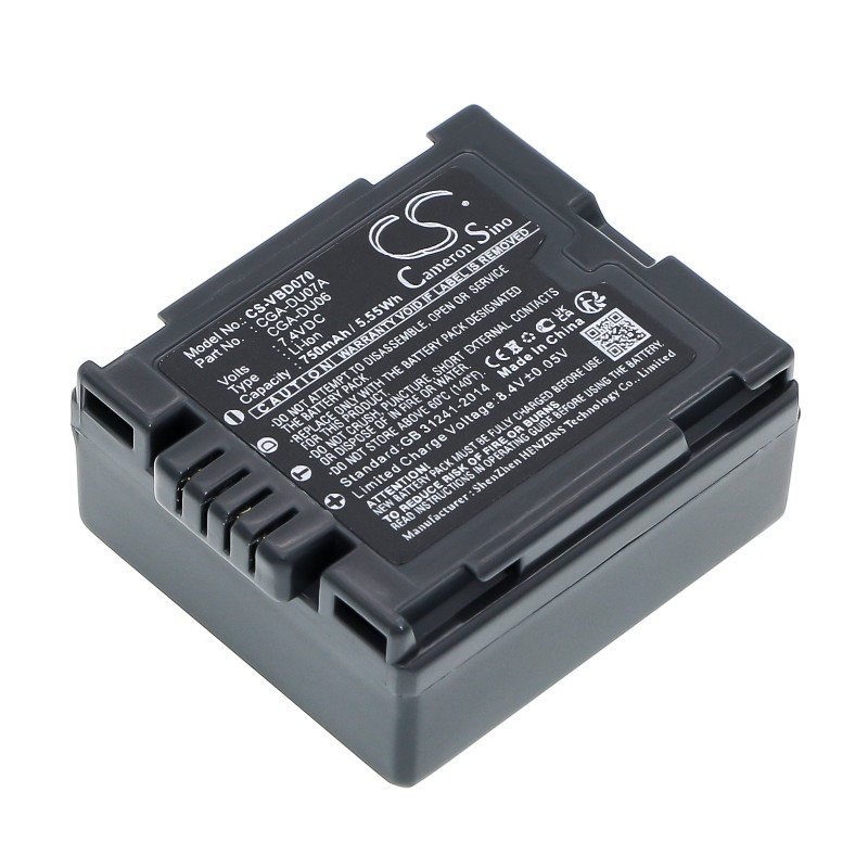 Batterie pour Panasonic VDR-D160E-S (750 mAh/5.55 Wh, 7.4 V)