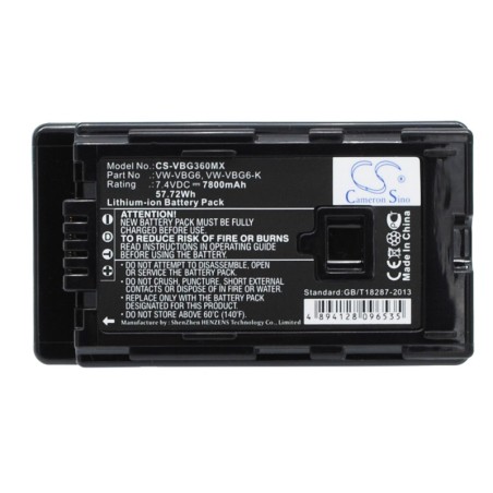 Batterie pour Panasonic HDC-SD3 (7800 mAh/57.72 Wh, 7.4 V)