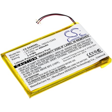 Batterie pour Sony NW-A815 (650 mAh/2.41 Wh, 3.7 V)