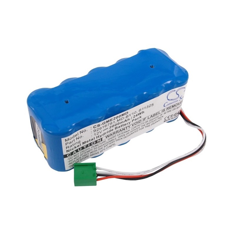 Batterie pour Hellige 110202 (2000 mAh/24 Wh, 12 V)