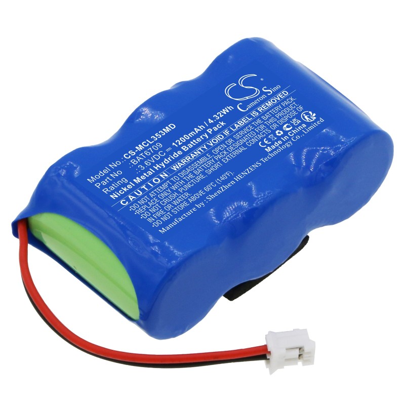 Batterie pour Micro Medical MicroLoop 3535 Spirometer (1200 mAh/4.32 Wh, 3.6 V)