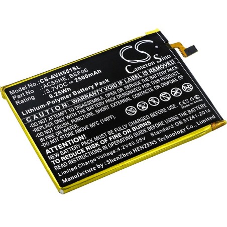 Batterie pour Archos A55 Helium (2500 mAh/9.25 Wh, 3.7 V)