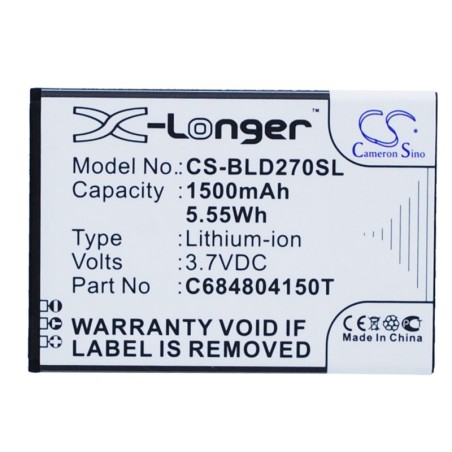 Batterie pour BLU D270 (1500 mAh/5.55 Wh, 3.7 V)