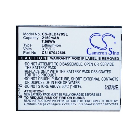 Batterie pour BLU D470 (2150 mAh/7.96 Wh, 3.7 V)