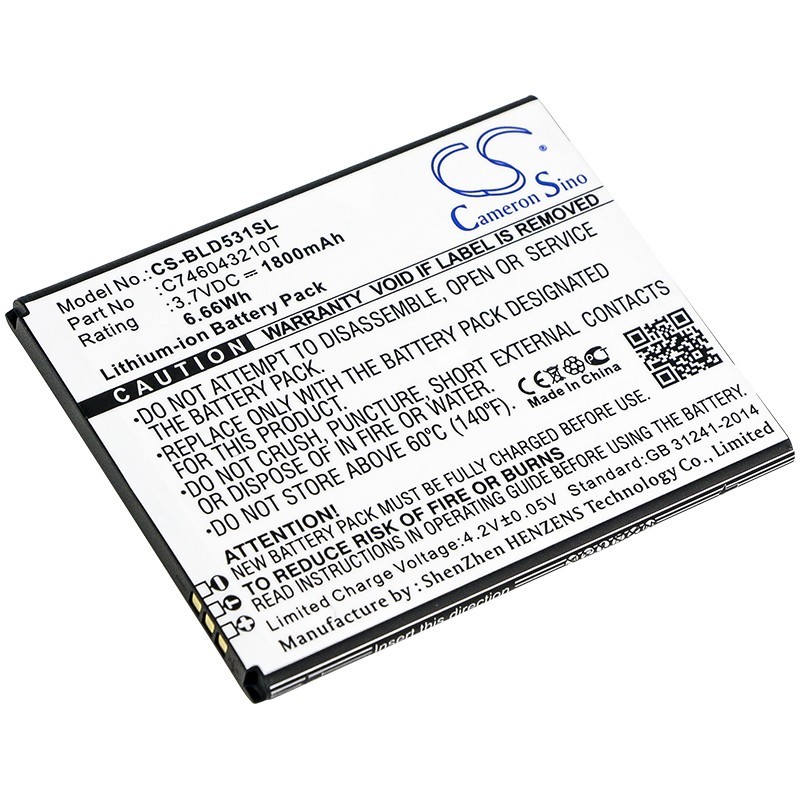 Batterie pour BLU Studio 5.0K (1800 mAh/6.66 Wh, 3.7 V)