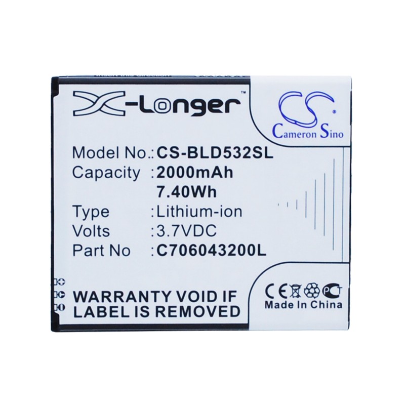 Batterie pour BLU Studio C Mini (2000 mAh/7.4 Wh, 3.7 V)