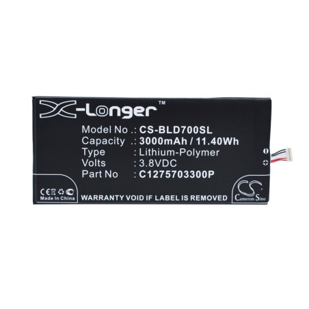 Batterie pour BLU D700 (3000 mAh/11.4 Wh, 3.8 V)