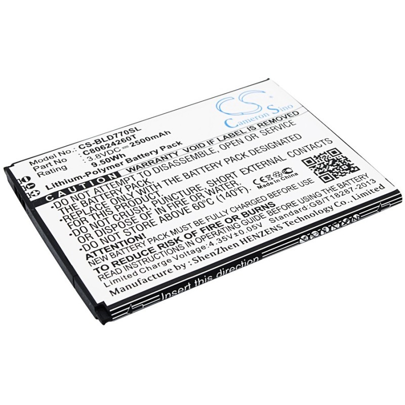 Batterie pour BLU Studio X Plus (2500 mAh/9.5 Wh, 3.8 V)